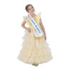 DEGUISEMENT ENFANT MISS FRANCE JAUNE OR ROBE A VOLANTS ECHARPE DIADEME 128 CM