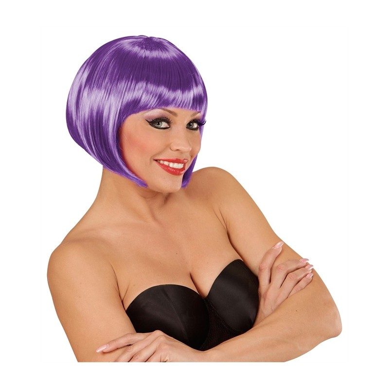 PERRUQUE CARRE COURT AVEC FRANGE VIOLET OU LILAS CHANEL
