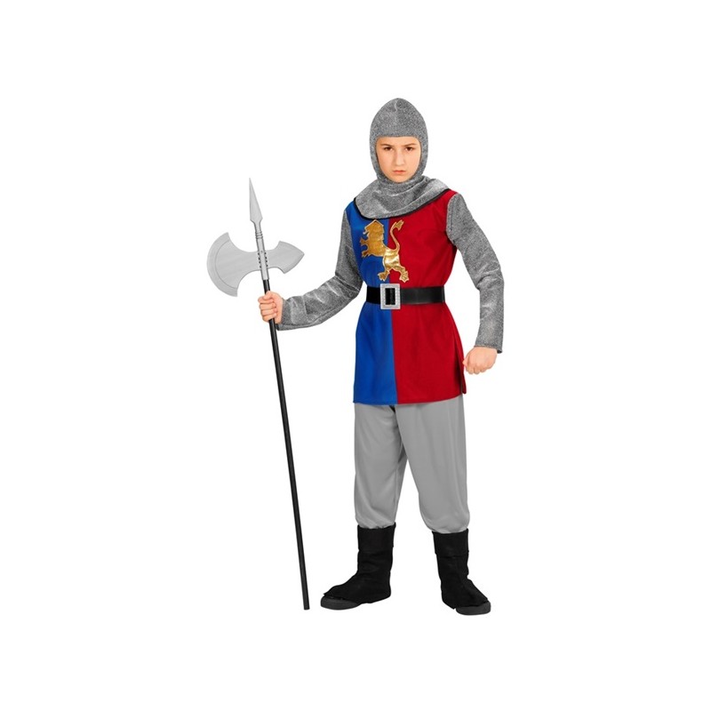 DEGUISEMENT ENFANT CHEVALIER MEDIEVAL ROUGE BLEU ET GRIS TAILLE 116 CM 
