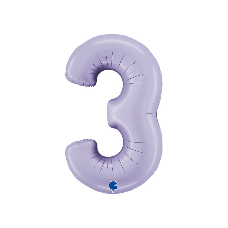 BALLON METALLIQUE CHIFFRE 3 102 CM LILAS