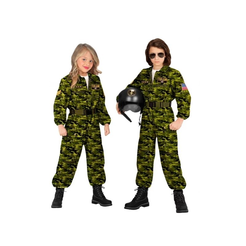 DEGUISEMENT COMBINAISON DE CAMOUFLAGE PILOTE DE CHASSE ENFANT TAILLE 140