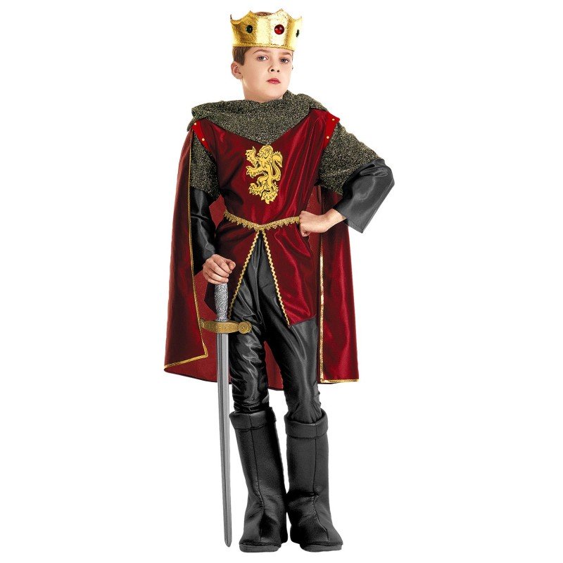DEGUISEMENT ENFANT MEDIEVAL CHEVALIER OU ROI OR ET ROUGE TAILLE 116