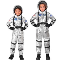 DEGUISEMENT ENFANT ASTRONAUTE ARGENT COMBINAISON + CASQUE TAILLE 140 CM 