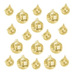 BOITE DE 18 BOULES A FACETTES OR 10PCS DIA 3CM / 8PCS DIA 5CM