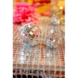 BOITE DE 18 BOULES A FACETTES ARGENT 10PCS DIA 3CM / 8PCS DIA 5CM