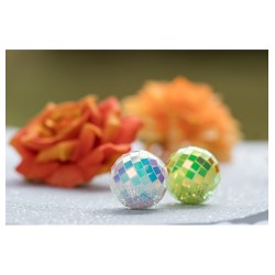 BOITE 10 BOULES A FACETTES COLORIS IRISE ASSORTIS DIA 4CM