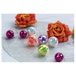 BOITE 10 BOULES A FACETTES COLORIS IRISE ASSORTIS DIA 4CM