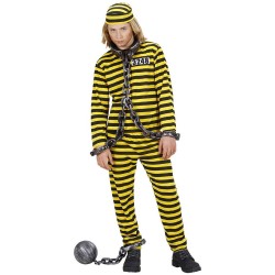 DEGUISEMENT PRISONNIER DALTON NOIR RAYE JAUNE ENFANT TAILLE 158