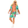 CHEMISE HAWAIENNE + SHORT FLEURS TROPICALES FLAMANT ROSE FOND BLEU TAILLE XXL