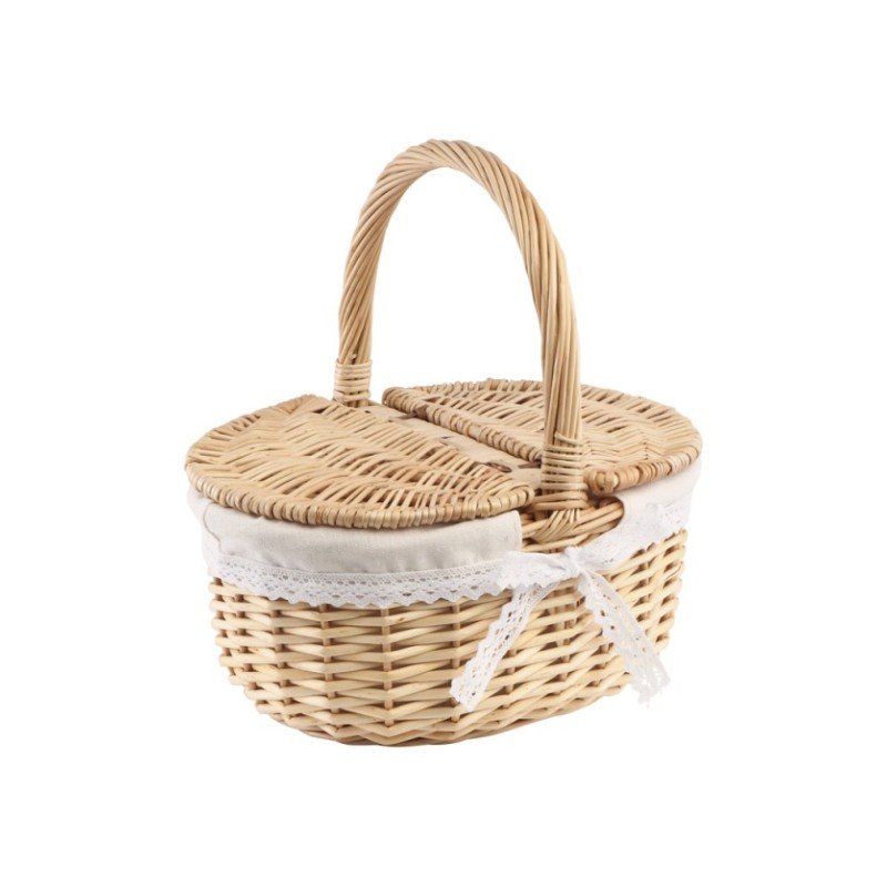 PANIER PIQUE NIQUE EN OSIER 28CM X 20CM X 26CM