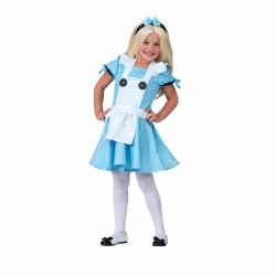 DEGUISEMENT ALICE ROBE BLEUE TABLIER BLANC SERRE TETE NOEUD BLEU TAILLE 12 ANS