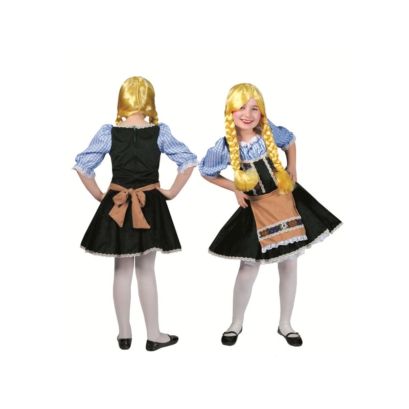 DEGUISEMENT TYROLIENNE COURTE BLEUE ET VERTE ROBE + TABLIER TAILLE 164