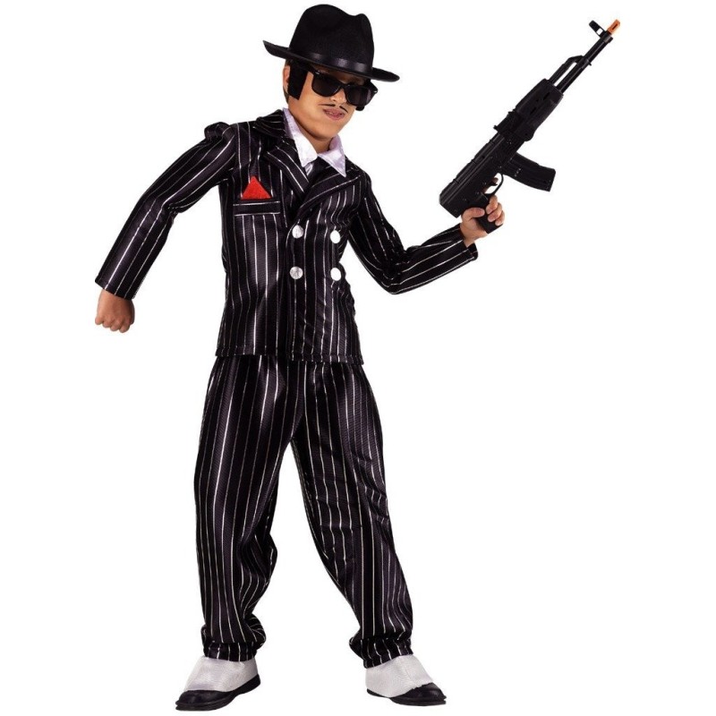 DEGUISEMENT GANGSTER ALL CAPONE DON VITO VESTE + PANTALON TAILLE 11-14 ANS