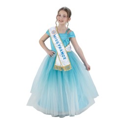 DEGUISEMENT ENFANT MISS FRANCE ROBE BLEUE ECHARPE DIADEME 152 CM