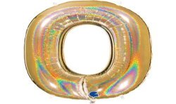 BALLON METALLIQUE CHIFFRE 0 OR HOLOGRAPHIQUE GLITTER 102 CM