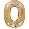 BALLON METALLIQUE CHIFFRE 0 OR HOLOGRAPHIQUE GLITTER 102 CM
