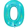 BALLON METALLIQUE CHIFFRE 0 TIFFANY HOLOGRAPHIQUE 102 CM
