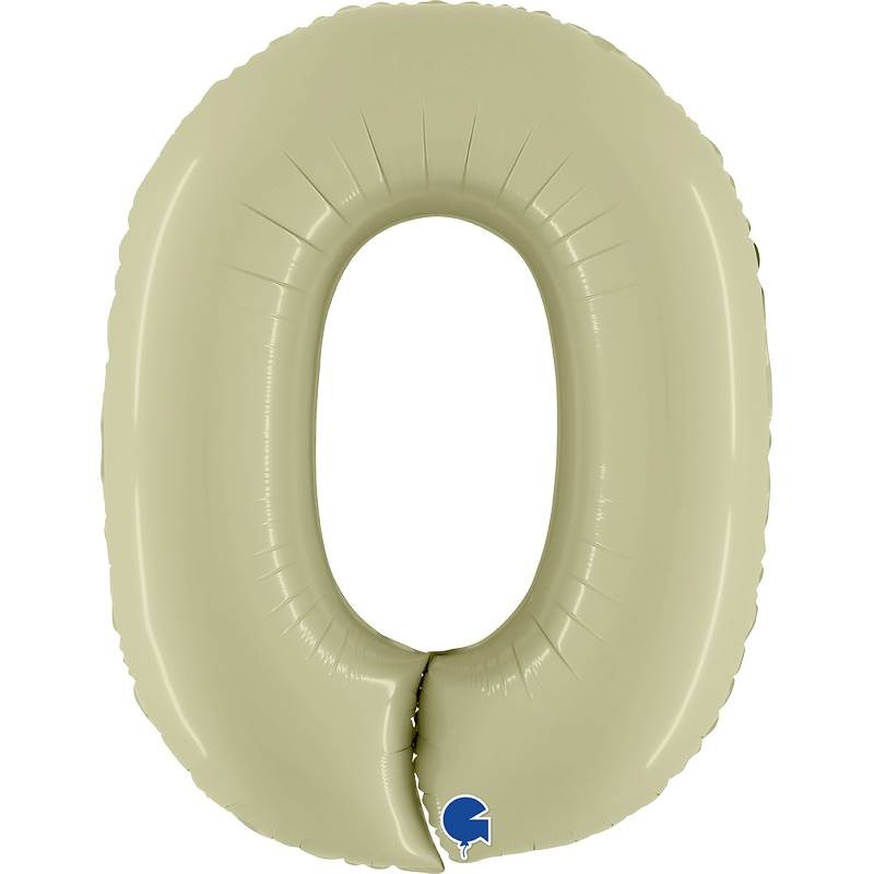 BALLON METALLIQUE CHIFFRE 0 VERT OLIVE SATIN 102 CM 