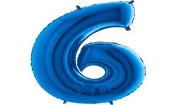 BALLON METALLIQUE CHIFFRE 6 BLEU 66 CM