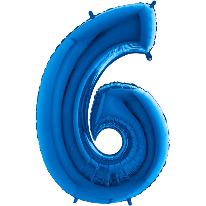 BALLON METALLIQUE CHIFFRE 6 BLEU 66 CM