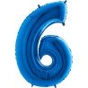 BALLON METALLIQUE CHIFFRE 6 BLEU 66 CM