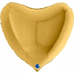 BALLON METALLIQUE COEUR 91 CM GOLD OU OR MAT