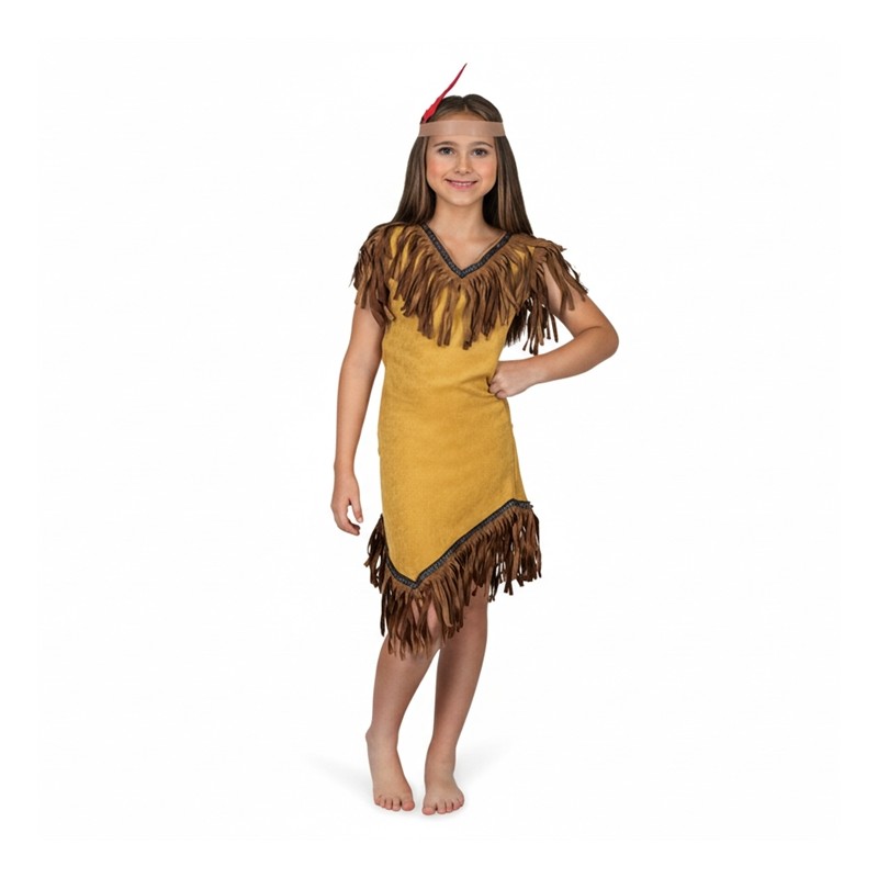 DEGUISEMENT INDIENNE NOUVEAU MONDE MARRON POCAHONTAS TAILLE M 5-6 ANS 