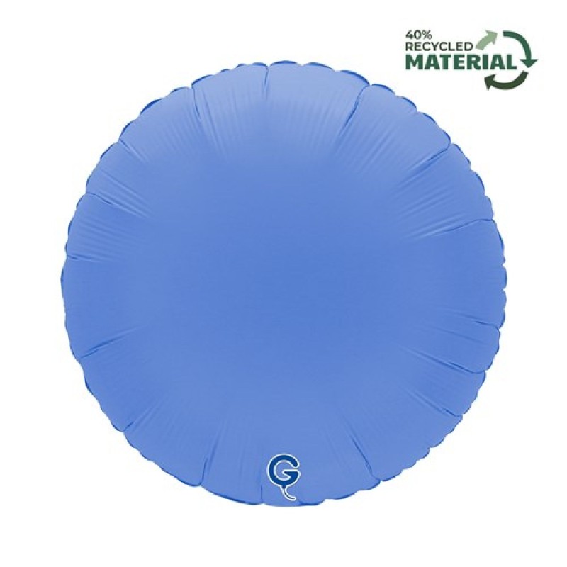 BALLON METALLIQUE ROND 46 CM MATTE LOTUS BLUE OU BLEU
