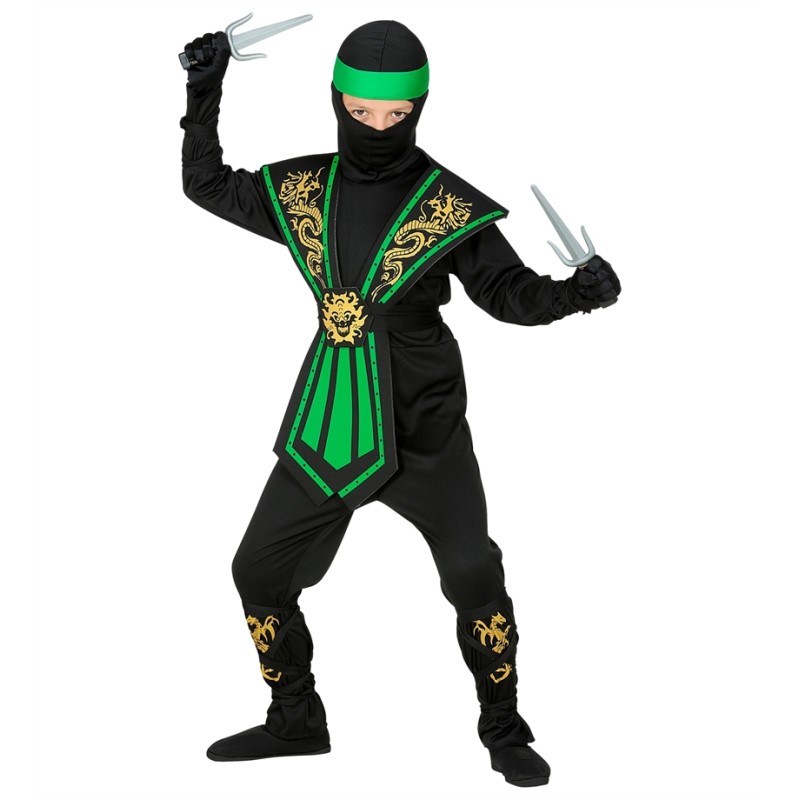 DEGUISEMENT ENFANT NINJA NOIR ET VERT TAILLE 140