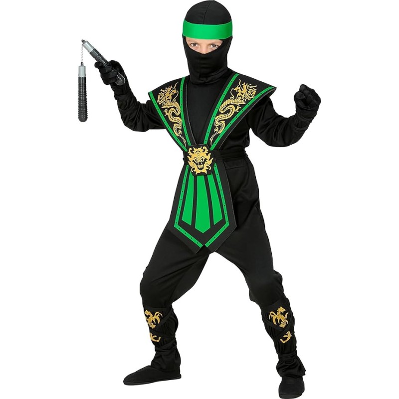 DEGUISEMENT ENFANT NINJA NOIR ET VERT TAILLE 128