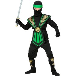 DEGUISEMENT ENFANT NINJA NOIR ET VERT TAILLE 158