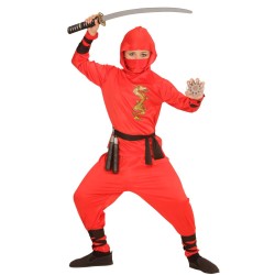 DEGUISEMENT NINJA ROUGE DRAGON OR TAILLE 140 CM 