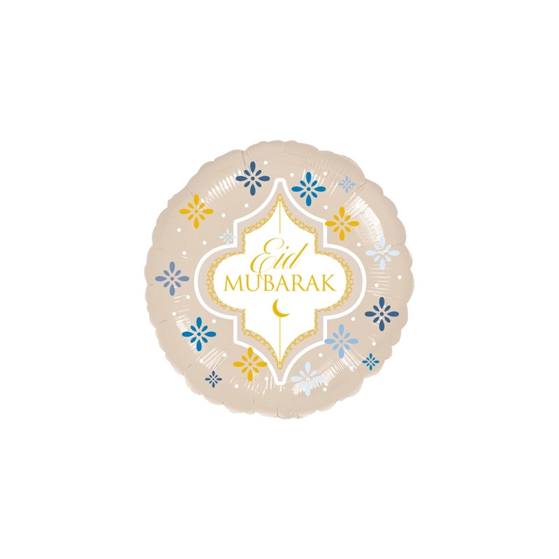 BALLON METALLIQUE ROND 43CM EID MUBARAK 