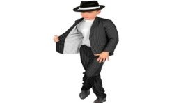 DEGUISEMENT ENFANT GANGSTER GARCON VESTE + PANTALON NOIR RAYE BLANC 140 CM