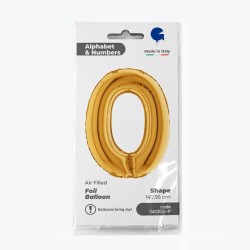 BALLON METALLIQUE CHIFFRE 0 OR 36 CM