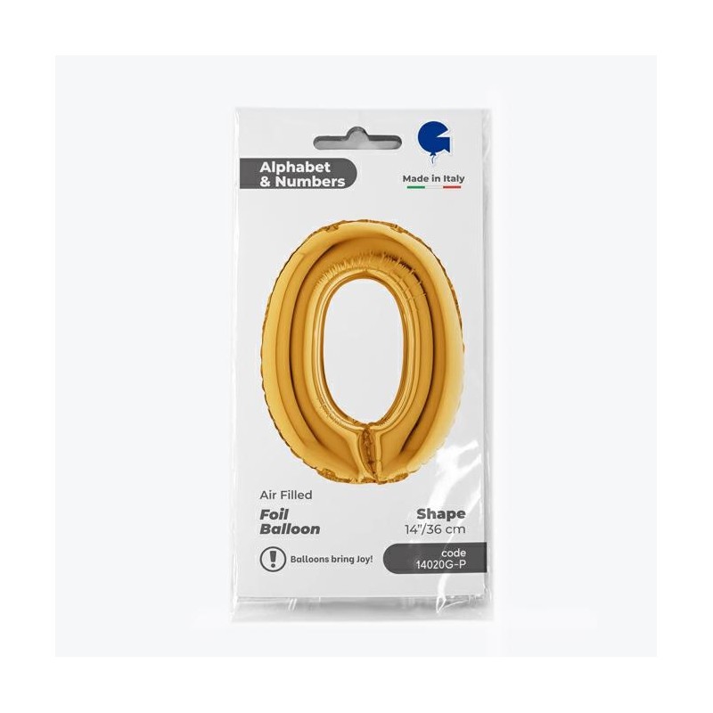 BALLON METALLIQUE CHIFFRE 0 OR 36 CM