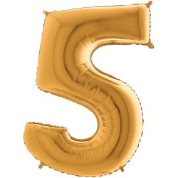 BALLON METALLIQUE CHIFFRE 5 OR 36 CM