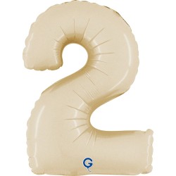 BALLON METALLIQUE CHIFFRE 2 CREME 36 CM