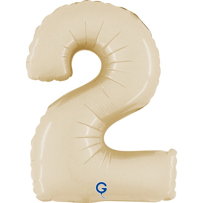 BALLON METALLIQUE CHIFFRE 2 CREME 36 CM