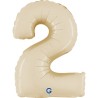 BALLON METALLIQUE CHIFFRE 2 CREME 36 CM