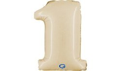 BALLON METALLIQUE CHIFFRE 1 CREME 36 CM