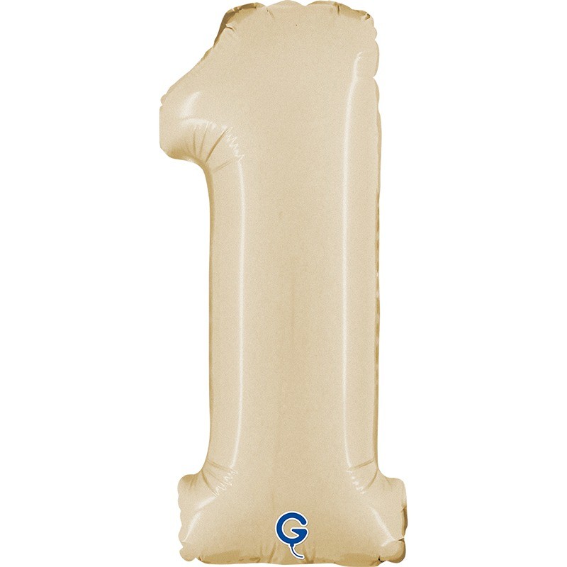 BALLON METALLIQUE CHIFFRE 1 CREME 36 CM