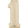 BALLON METALLIQUE CHIFFRE 1 CREME 36 CM