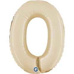 BALLON METALLIQUE CHIFFRE 0 CREME 36 CM