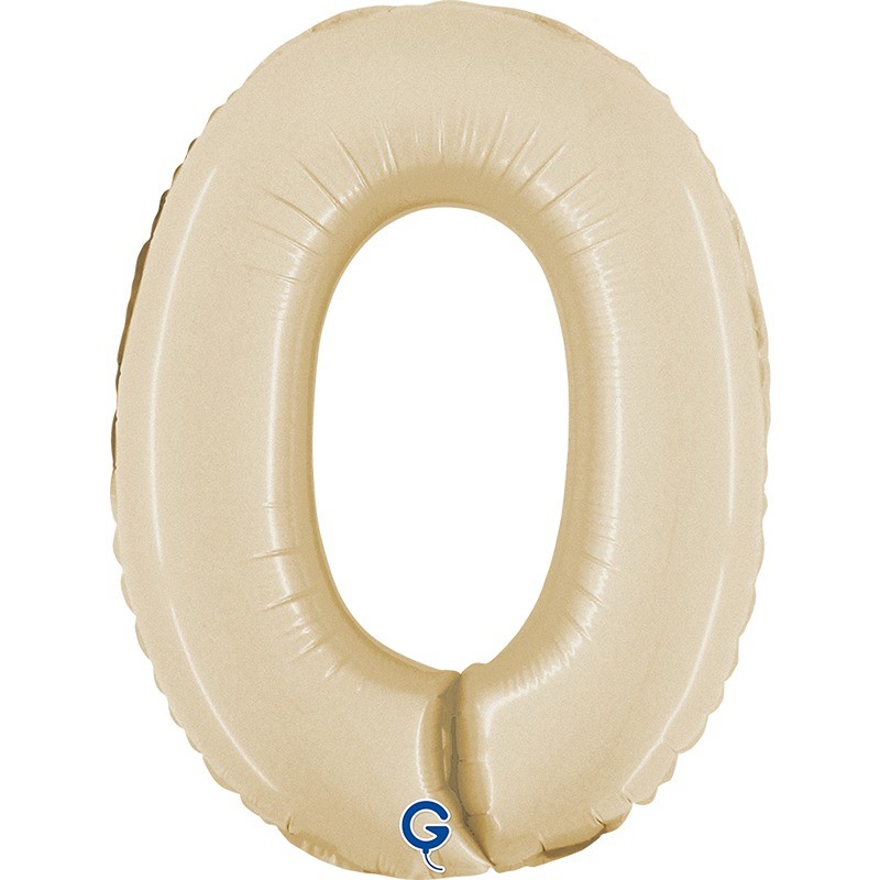 BALLON METALLIQUE CHIFFRE 0 CREME 36 CM
