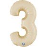 BALLON METALLIQUE CHIFFRE 3 CREME 36 CM