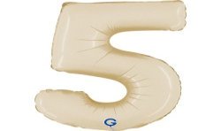 BALLON METALLIQUE CHIFFRE 5 CREME 36 CM