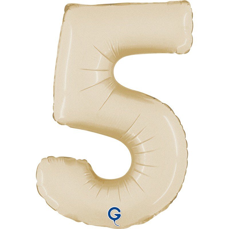 BALLON METALLIQUE CHIFFRE 5 CREME 36 CM