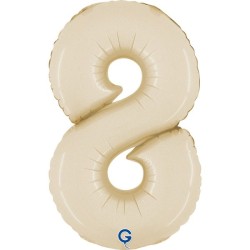 BALLON METALLIQUE CHIFFRE 8 CREME 36 CM