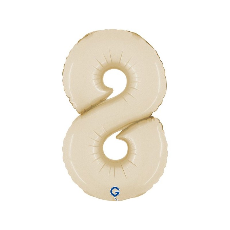 BALLON METALLIQUE CHIFFRE 8 CREME 36 CM